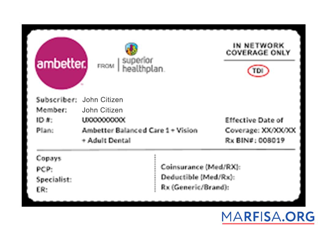 Downloadable USA Ambetter Health health insurance card template